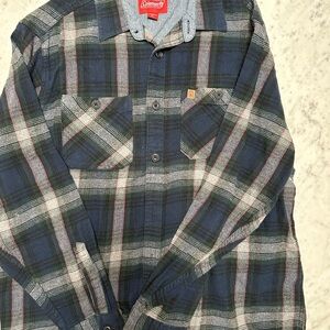 Coleman Blue and Green Plaid Casual Button Down Shirt